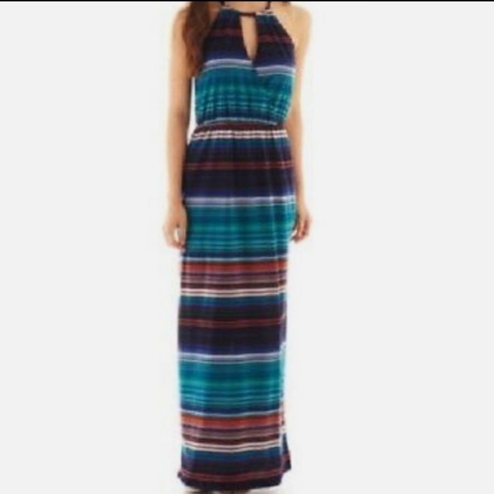 Bisou Bisou; Keyhole Halter Women's Maxi Dress, Sz 12